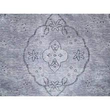Load image into Gallery viewer, 9&#39;6&quot;x12&#39;4&quot; Silver Sconce Gray, Hand Knotted Distressed Vintage Persian Tabriz, Silver Wash Great Condition, Sheared Low, Sides And Ends Secured, Professionally Cleaned, All Wool Evenly Worn, Oriental Rug FWR517158