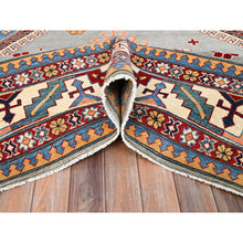 Load image into Gallery viewer, 9&#39;10&quot;x13&#39;8&quot; Ice Gray, Hand Knotted Special Kazak Geometric Design, Extra Soft Wool With Vegetable Dyes, Oriental Dense Weave Rug FWR517278