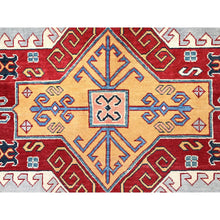 Load image into Gallery viewer, 9&#39;10&quot;x13&#39;8&quot; Ice Gray, Hand Knotted Special Kazak Geometric Design, Extra Soft Wool With Vegetable Dyes, Oriental Dense Weave Rug FWR517278