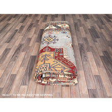 Load image into Gallery viewer, 9&#39;10&quot;x13&#39;8&quot; Ice Gray, Hand Knotted Special Kazak Geometric Design, Extra Soft Wool With Vegetable Dyes, Oriental Dense Weave Rug FWR517278