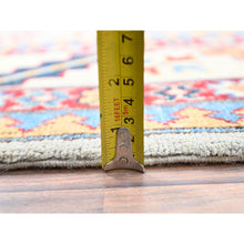 Load image into Gallery viewer, 9&#39;10&quot;x13&#39;8&quot; Ice Gray, Hand Knotted Special Kazak Geometric Design, Extra Soft Wool With Vegetable Dyes, Oriental Dense Weave Rug FWR517278