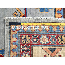 Load image into Gallery viewer, 9&#39;10&quot;x13&#39;8&quot; Ice Gray, Hand Knotted Special Kazak Geometric Design, Extra Soft Wool With Vegetable Dyes, Oriental Dense Weave Rug FWR517278