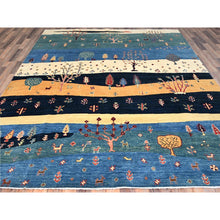 Load image into Gallery viewer, 8&#39;x9&#39;7&quot; Legion Blue, Scenery Gabbeh With Small Animal Figurines, Hand Knotted Thick And Plush, 100% Wool Oriental Rug FWR517284