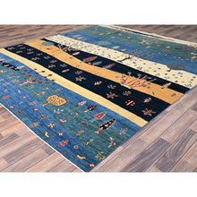 Load image into Gallery viewer, 8&#39;x9&#39;7&quot; Legion Blue, Scenery Gabbeh With Small Animal Figurines, Hand Knotted Thick And Plush, 100% Wool Oriental Rug FWR517284