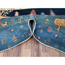 Load image into Gallery viewer, 8&#39;x9&#39;7&quot; Legion Blue, Scenery Gabbeh With Small Animal Figurines, Hand Knotted Thick And Plush, 100% Wool Oriental Rug FWR517284
