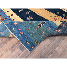 Load image into Gallery viewer, 8&#39;x9&#39;7&quot; Legion Blue, Scenery Gabbeh With Small Animal Figurines, Hand Knotted Thick And Plush, 100% Wool Oriental Rug FWR517284