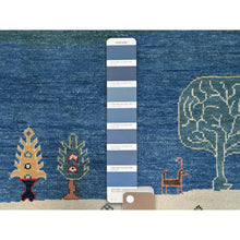Load image into Gallery viewer, 8&#39;x9&#39;7&quot; Legion Blue, Scenery Gabbeh With Small Animal Figurines, Hand Knotted Thick And Plush, 100% Wool Oriental Rug FWR517284