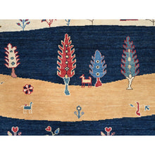 Load image into Gallery viewer, 8&#39;x9&#39;7&quot; Legion Blue, Scenery Gabbeh With Small Animal Figurines, Hand Knotted Thick And Plush, 100% Wool Oriental Rug FWR517284