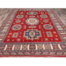Load image into Gallery viewer, 8&#39;2&quot;x10&#39; Geranium Red And Acadia White Border, Special Kazak With Large Elements, Dense Weave Hand Knotted With Vegetable Dyes, Oriental Pure Wool Rug FWR517296
