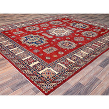 Load image into Gallery viewer, 8&#39;2&quot;x10&#39; Geranium Red And Acadia White Border, Special Kazak With Large Elements, Dense Weave Hand Knotted With Vegetable Dyes, Oriental Pure Wool Rug FWR517296