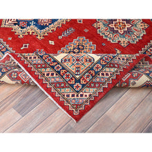 Load image into Gallery viewer, 8&#39;2&quot;x10&#39; Geranium Red And Acadia White Border, Special Kazak With Large Elements, Dense Weave Hand Knotted With Vegetable Dyes, Oriental Pure Wool Rug FWR517296