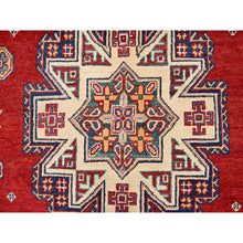 Load image into Gallery viewer, 8&#39;2&quot;x10&#39; Geranium Red And Acadia White Border, Special Kazak With Large Elements, Dense Weave Hand Knotted With Vegetable Dyes, Oriental Pure Wool Rug FWR517296