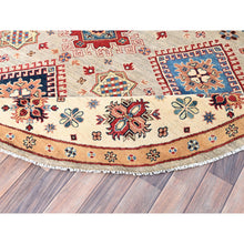 Load image into Gallery viewer, 8&#39;x8&#39; Bamboo Brown With Dutch White, Special Kazak Geometric Design, Pure Wool, Hand Knotted, Vegetable Dyes Oriental Rug FWR517320