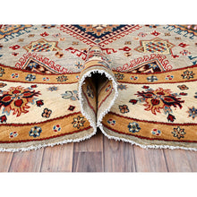 Load image into Gallery viewer, 8&#39;x8&#39; Bamboo Brown With Dutch White, Special Kazak Geometric Design, Pure Wool, Hand Knotted, Vegetable Dyes Oriental Rug FWR517320