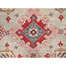 Load image into Gallery viewer, 8&#39;x8&#39; Bamboo Brown With Dutch White, Special Kazak Geometric Design, Pure Wool, Hand Knotted, Vegetable Dyes Oriental Rug FWR517320