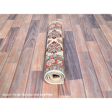 Load image into Gallery viewer, 2&#39;1&quot;x3&#39;1&quot; Acadia White, Special Kazak With All Over Design, Dense Weave With Shiny Wool, Hand Knotted Natural Dyes, Oriental Mat Rug FWR517332