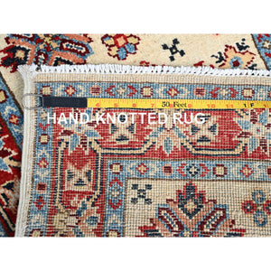 2'1"x3'1" Acadia White, Special Kazak With All Over Design, Dense Weave With Shiny Wool, Hand Knotted Natural Dyes, Oriental Mat Rug FWR517332