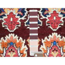 Load image into Gallery viewer, 2&#39;x3&#39; Coffee Brown, Hand Knotted Special Kazak with Geometric Design, Natural Dyes, 100% Wool, Oriental, Mat Rug FWR517350
