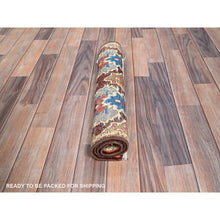 Load image into Gallery viewer, 2&#39;x3&#39; Coffee Brown, Hand Knotted Special Kazak With Geometric Design, Natural Dyes, 100% Wool, Oriental, Mat Rug FWR517350