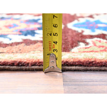 Load image into Gallery viewer, 2&#39;x3&#39; Coffee Brown, Hand Knotted Special Kazak With Geometric Design, Natural Dyes, 100% Wool, Oriental, Mat Rug FWR517350