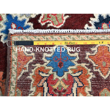 Load image into Gallery viewer, 2&#39;x3&#39; Coffee Brown, Hand Knotted Special Kazak with Geometric Design, Natural Dyes, 100% Wool, Oriental, Mat Rug FWR517350