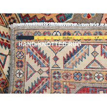 Load image into Gallery viewer, 2&#39;10&quot;x9&#39;9&quot; Laurel Oak Gray, Hand Knotted Densely Woven Special Kazak With All Over Colorful Geometric Motifs, Pure Wool, Vegetable Dyes, Wide Runner Oriental Rug FWR517494