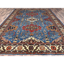 Load image into Gallery viewer, 10&#39;x13&#39;4&quot; Coronet Blue, Dense Weave, Vegetable Dyes, Vibrant Wool, Afghan Super Kazak With Geometric Elements, Hand Knotted, Oriental Rug FWR517596