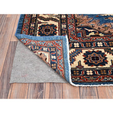 Load image into Gallery viewer, 10&#39;x13&#39;4&quot; Coronet Blue, Dense Weave, Vegetable Dyes, Vibrant Wool, Afghan Super Kazak With Geometric Elements, Hand Knotted, Oriental Rug FWR517596