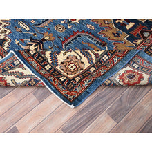 Load image into Gallery viewer, 10&#39;x13&#39;4&quot; Coronet Blue, Dense Weave, Vegetable Dyes, Vibrant Wool, Afghan Super Kazak With Geometric Elements, Hand Knotted, Oriental Rug FWR517596