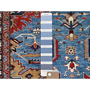 10'x13'4" Coronet Blue, Dense Weave, Vegetable Dyes, Vibrant Wool, Afghan Super Kazak With Geometric Elements, Hand Knotted, Oriental Rug FWR517596