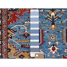 Load image into Gallery viewer, 10&#39;x13&#39;4&quot; Coronet Blue, Dense Weave, Vegetable Dyes, Vibrant Wool, Afghan Super Kazak With Geometric Elements, Hand Knotted, Oriental Rug FWR517596