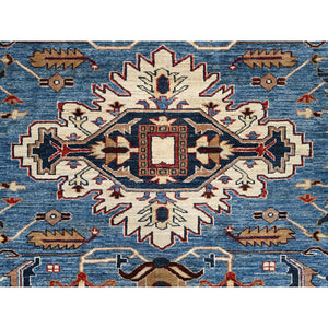 10'x13'4" Coronet Blue, Dense Weave, Vegetable Dyes, Vibrant Wool, Afghan Super Kazak With Geometric Elements, Hand Knotted, Oriental Rug FWR517596