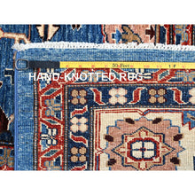 Load image into Gallery viewer, 10&#39;x13&#39;4&quot; Coronet Blue, Dense Weave, Vegetable Dyes, Vibrant Wool, Afghan Super Kazak With Geometric Elements, Hand Knotted, Oriental Rug FWR517596