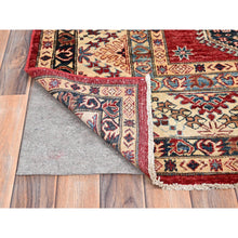 Load image into Gallery viewer, 8&#39;4&quot;x9&#39;10&quot; Virgin Lust Red, Hand Knotted, Vegetable Dyes, Organic Wool, Densely Woven, Afghan Super Kazak With Geometric Elements, Oriental Rug FWR517602
