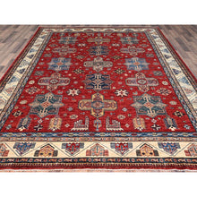 Load image into Gallery viewer, 8&#39;2&quot;x10&#39;4&quot; Toreador Red, Soft And Shiny Wool, Hand Knotted Afghan Super Kazak With Tribal Medallions Design, Natural Dyes, Oriental Rug FWR517614