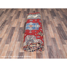 Load image into Gallery viewer, 8&#39;2&quot;x10&#39;4&quot; Toreador Red, Soft and Shiny Wool, Hand Knotted Afghan Super Kazak with Tribal Medallions Design, Natural Dyes, Oriental Rug FWR517614