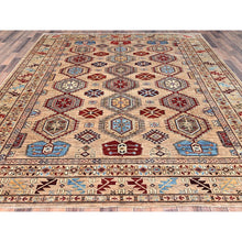 Load image into Gallery viewer, 8&#39;6&quot;x9&#39;10&quot; Irish Cream Brown, Afghan Super Kazak with Geometric Medallions, Natural Dyes Densely Woven, Pure Wool Hand Knotted, Oriental Rug FWR517632