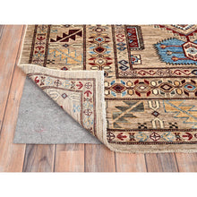 Load image into Gallery viewer, 8&#39;6&quot;x9&#39;10&quot; Irish Cream Brown, Afghan Super Kazak with Geometric Medallions, Natural Dyes Densely Woven, Pure Wool Hand Knotted, Oriental Rug FWR517632