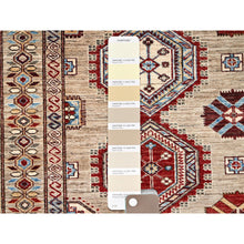 Load image into Gallery viewer, 8&#39;6&quot;x9&#39;10&quot; Irish Cream Brown, Afghan Super Kazak with Geometric Medallions, Natural Dyes Densely Woven, Pure Wool Hand Knotted, Oriental Rug FWR517632
