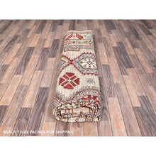 Load image into Gallery viewer, 8&#39;6&quot;x9&#39;10&quot; Irish Cream Brown, Afghan Super Kazak with Geometric Medallions, Natural Dyes Densely Woven, Pure Wool Hand Knotted, Oriental Rug FWR517632
