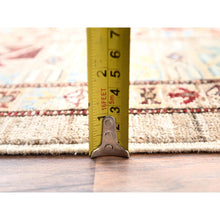 Load image into Gallery viewer, 8&#39;6&quot;x9&#39;10&quot; Irish Cream Brown, Afghan Super Kazak with Geometric Medallions, Natural Dyes Densely Woven, Pure Wool Hand Knotted, Oriental Rug FWR517632