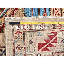 Load image into Gallery viewer, 8&#39;6&quot;x9&#39;10&quot; Irish Cream Brown, Afghan Super Kazak with Geometric Medallions, Natural Dyes Densely Woven, Pure Wool Hand Knotted, Oriental Rug FWR517632