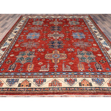 Load image into Gallery viewer, 8&#39;2&quot;x9&#39;10&quot; Valiant Poppy Red, Densely Woven Extra Soft Wool, Hand Knotted Afghan Super Kazak With Tribal Medallions, Natural Dyes, Oriental Rug FWR517638