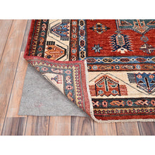 Load image into Gallery viewer, 8&#39;2&quot;x9&#39;10&quot; Valiant Poppy Red, Densely Woven Extra Soft Wool, Hand Knotted Afghan Super Kazak With Tribal Medallions, Natural Dyes, Oriental Rug FWR517638