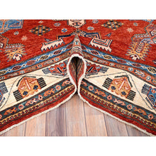 Load image into Gallery viewer, 8&#39;2&quot;x9&#39;10&quot; Valiant Poppy Red, Densely Woven Extra Soft Wool, Hand Knotted Afghan Super Kazak With Tribal Medallions, Natural Dyes, Oriental Rug FWR517638