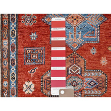 Load image into Gallery viewer, 8&#39;2&quot;x9&#39;10&quot; Valiant Poppy Red, Densely Woven Extra Soft Wool, Hand Knotted Afghan Super Kazak With Tribal Medallions, Natural Dyes, Oriental Rug FWR517638