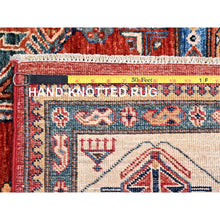 Load image into Gallery viewer, 8&#39;2&quot;x9&#39;10&quot; Valiant Poppy Red, Densely Woven Extra Soft Wool, Hand Knotted Afghan Super Kazak With Tribal Medallions, Natural Dyes, Oriental Rug FWR517638