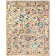 Load image into Gallery viewer, 8&#39;x10&#39; Firewood Brown, Soft and Velvet Wool, Afghan Ersari with Colorful Elephant Feet Design, Hand Knotted Dense Weave, Natural Dyes, Oriental Rug FWR517644