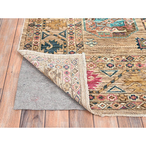 8'x10' Firewood Brown, Soft and Velvet Wool, Afghan Ersari with Colorful Elephant Feet Design, Hand Knotted Dense Weave, Natural Dyes, Oriental Rug FWR517644