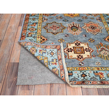 Load image into Gallery viewer, 3&#39;x5&#39; Steeple Gray, Hand Knotted, Pure Wool, Vegetable Dyes, Densely Woven Afghan Super Kazak with Geometric Elements, Oriental Rug FWR517848